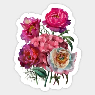 Peonies and Hydrangea bouquet Sticker